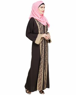 Exquisite Dubai Style Mud Brown Abaya - Image 3