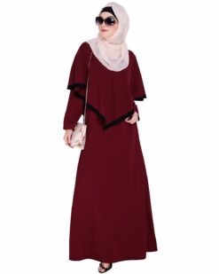 Wine Fancy Cape Abaya - Image 3