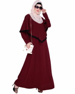 Wine Fancy Cape Abaya - Image 4