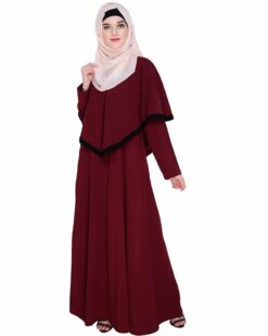 Wine Fancy Cape Abaya - Image 5