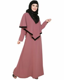 Onion Pink Fancy Cape Abaya - Image 2