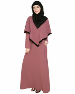 Onion Pink Fancy Cape Abaya - Image 5
