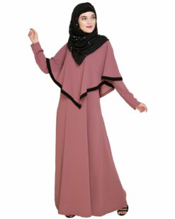 Onion Pink Fancy Cape Abaya - Image 4