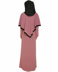 Onion Pink Fancy Cape Abaya - Image 6