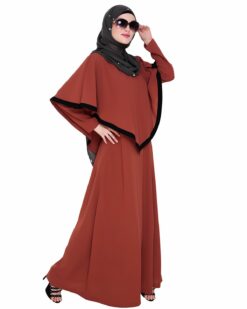 Alternative view of Brick Red Fancy Cape Abaya