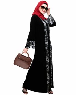 Alternative view of Jaunty Printed Black Abaya