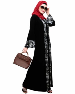 Alternative view of Jaunty Printed Black Abaya