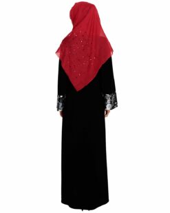 Jaunty Printed Black Abaya - Image 6