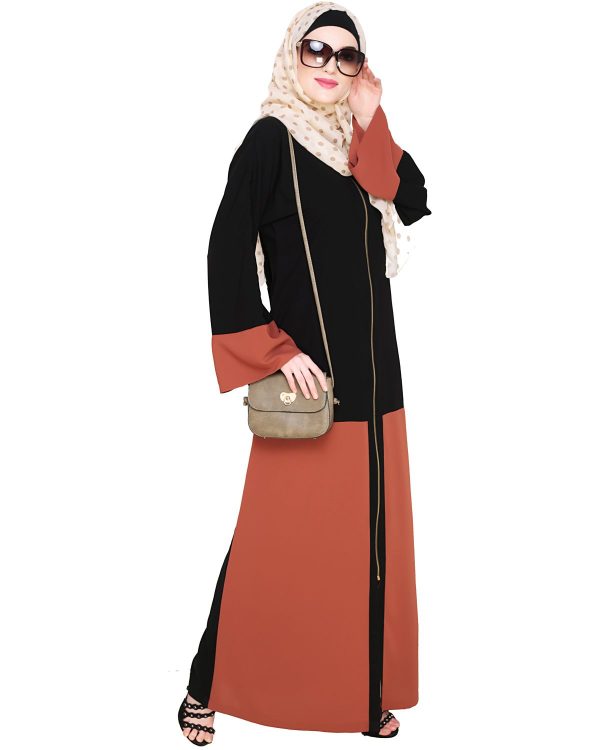 Brick Red Abaya | zipper Abaya | abaya for summer