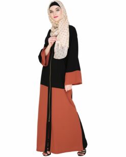 Alternative view of Dazzling Zip-Up Brick Red Abaya