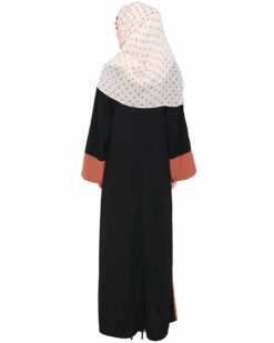 Dazzling Zip-Up Brick Red Abaya - Image 6