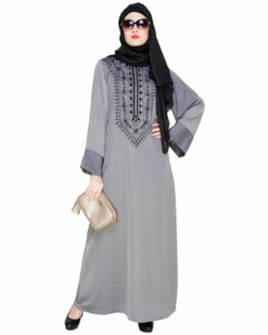Alternative view of Floral Embellished Grey Dubai Style Abaya
