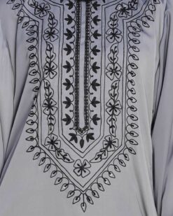 Floral Embellished Grey Dubai Style Abaya - Image 5