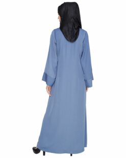 Floral Embellished Steel Blue Dubai Style Abaya - Image 6