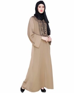 Alternative view of Floral Embellished Beige Dubai Style Abaya