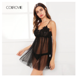 Alternative view of COLROVIE Buttoned Lace Nightdress Lingerie