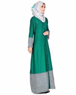 Printed Bottom & sleeve Abaya - Image 3