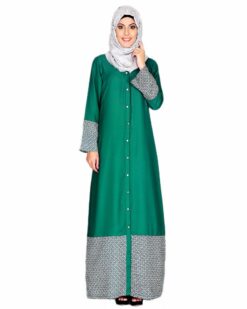Printed Bottom & sleeve Abaya - Image 4
