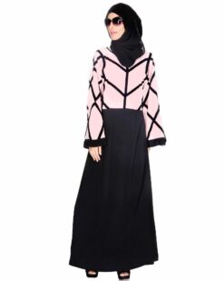 Pink And Black Abaya - Image 3