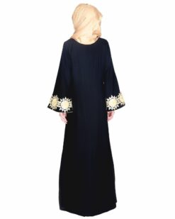 Black Abaya With Embellished Bell Sleeve - Image 4