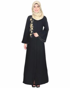 Embroidered Abaya In Black | Frock Style Abaya, Hijab Shops in Lahore, Abaya Brands in Karachi, Abaya Brands in Lahore, Abaya Shops in Rawalpindi, Buy Abaya Online Pakistan