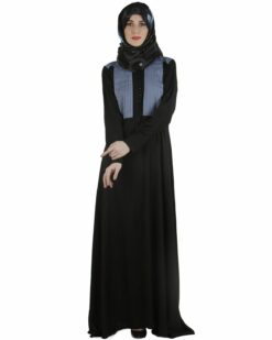 Alternative view of Black and blue Pleated Abaya
