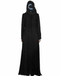 Black and blue Pleated Abaya - Image 5