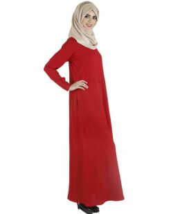 Alternative view of Maroon pintucks Abaya