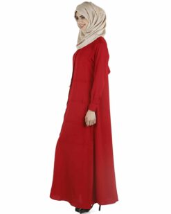 Maroon pintucks Abaya - Image 3