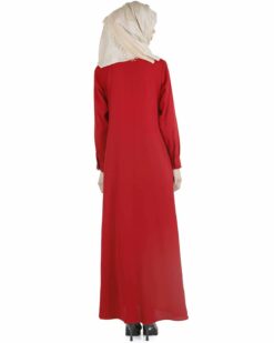 Maroon pintucks Abaya - Image 4