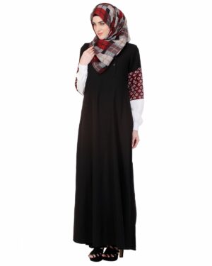 Alternative view of Tri-color Sleeve Black Abaya