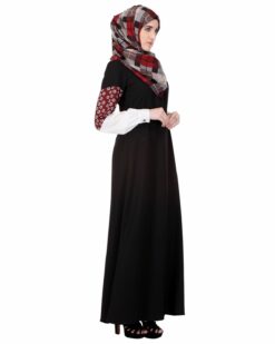 Tri-color Sleeve Black Abaya - Image 3