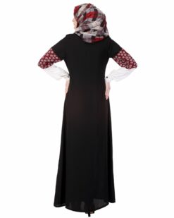 Tri-color Sleeve Black Abaya - Image 5