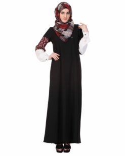Tri-color Sleeve Black Abaya - Image 4