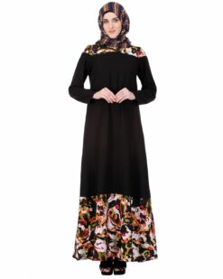Vibrant Marble Print Panel Abaya - Image 3