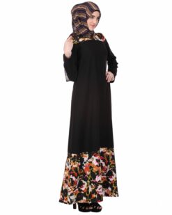 Vibrant Marble Print Panel Abaya - Image 4