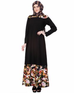 Alternative view of Vibrant Marble Print Panel Abaya