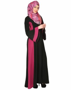 Black And Magenta Stylish Abaya - Image 3