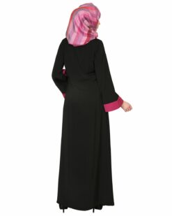 Black And Magenta Stylish Abaya - Image 4