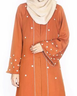 Delicate Pearl Embroidered Abaya - Image 5
