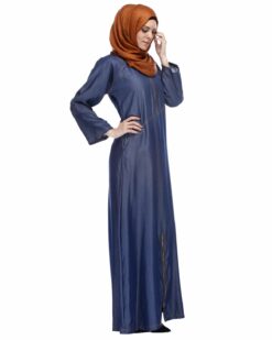 Dark Blue Denim Abaya - Image 3
