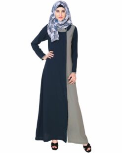 Alternative view of Blue Abaya With Grey Panel
