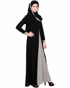 Pretty Grey Layered Abaya - Image 3