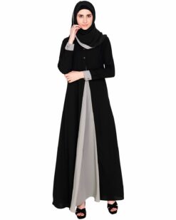 Pretty Grey Layered Abaya - Image 4