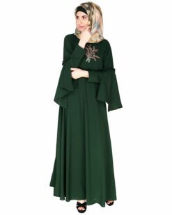 Alternative view of Dark Green Crew Collar Abaya