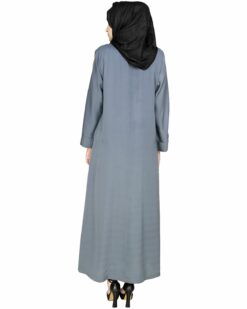 Botanic Grey Beaded Dubai Style Abaya - Image 6