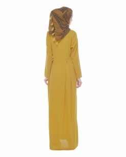 Mango Yellow Pleated Abaya - Image 4