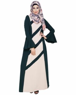 Alternative view of Flouncy Sleeve Bottle Green Dubai style Abaya