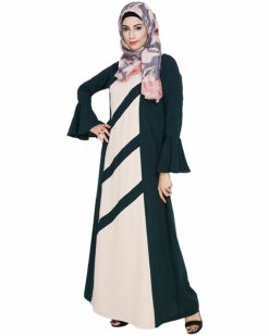 Flouncy Sleeve Bottle Green Dubai style Abaya - Image 4