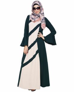 Flouncy Sleeve Bottle Green Dubai style Abaya - Image 5